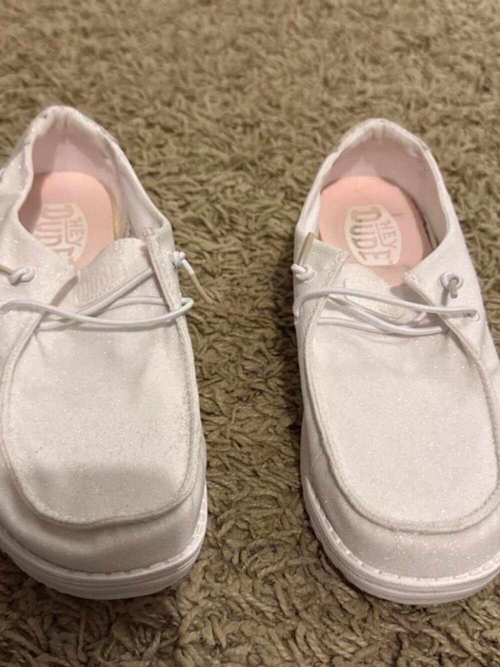 HEYDUDE Women's White and Silver Footwear